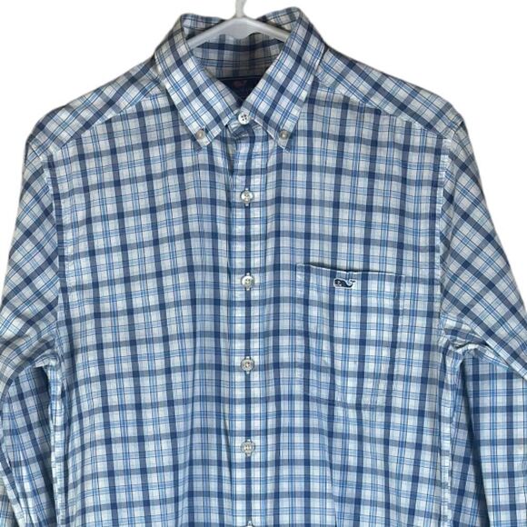 Vineyard Vines Button Front Blue Slim Fit Tucker Shirt Size Small - Picture 3 of 8